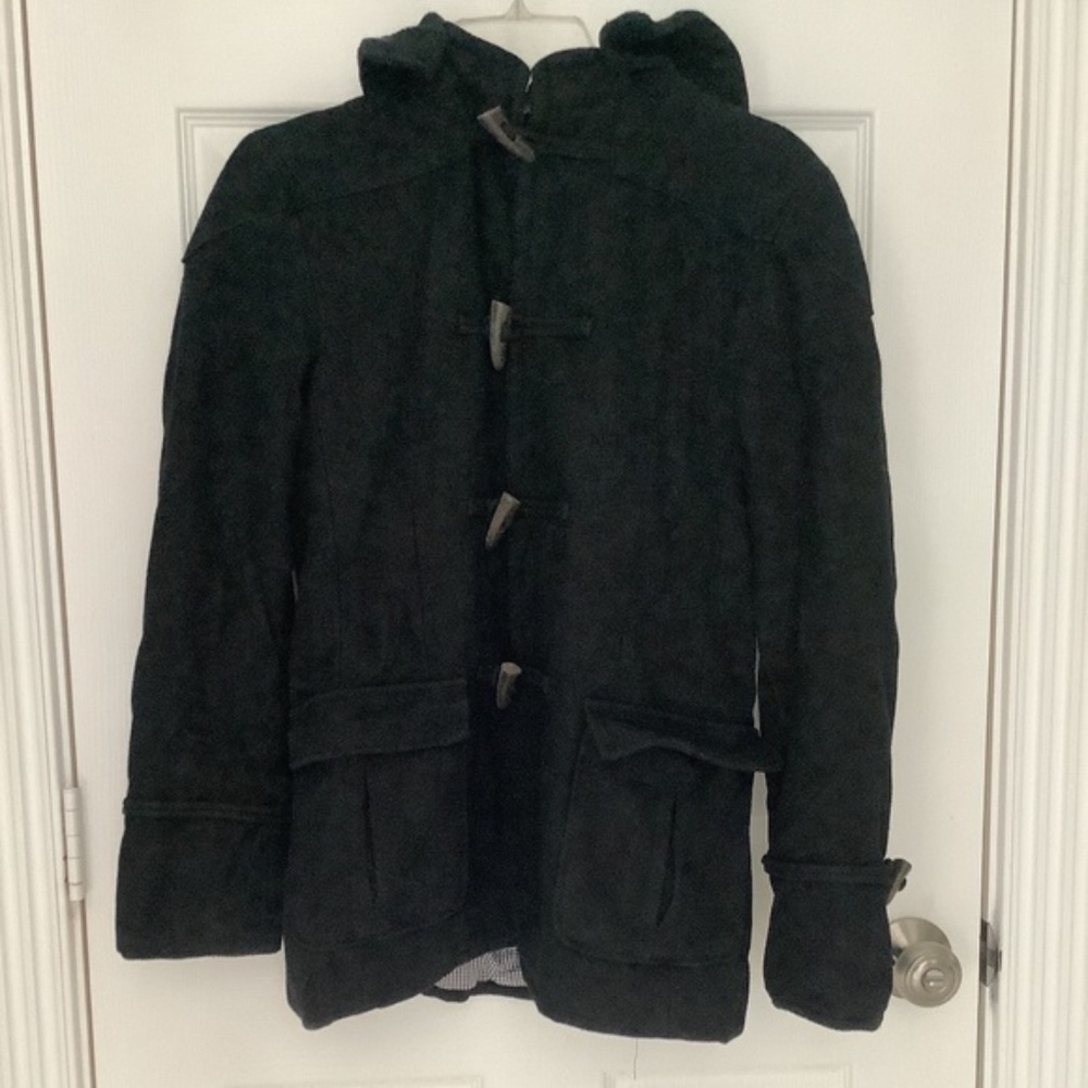 Urban Outfitters Troy Smith Black Toggle Pea Coat w/ Adjustable Hood S PRE-OWNED